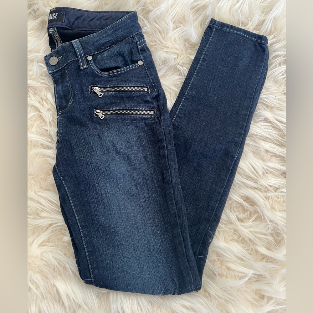 PAIGE Edgemont Zipper Moto Skinny Jeans Size 25